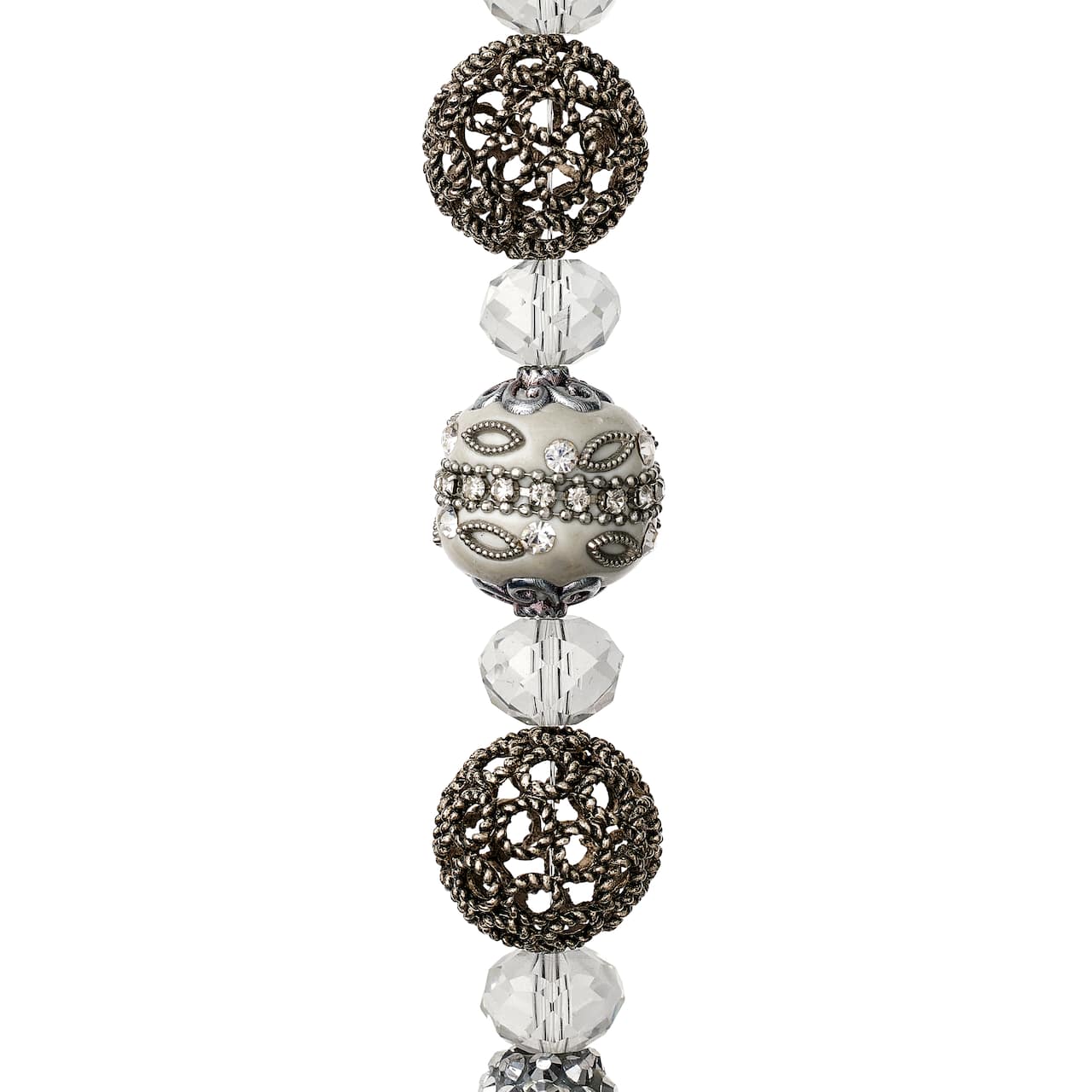 Vintage Shimmer White & Silver Metal Round Beads by Bead Landing™